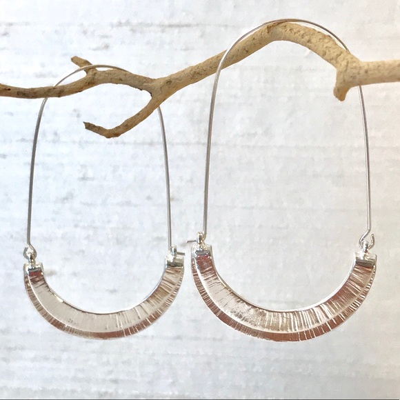 Anthro Myra Silver Hoop Earrings - Picture 7 of 9